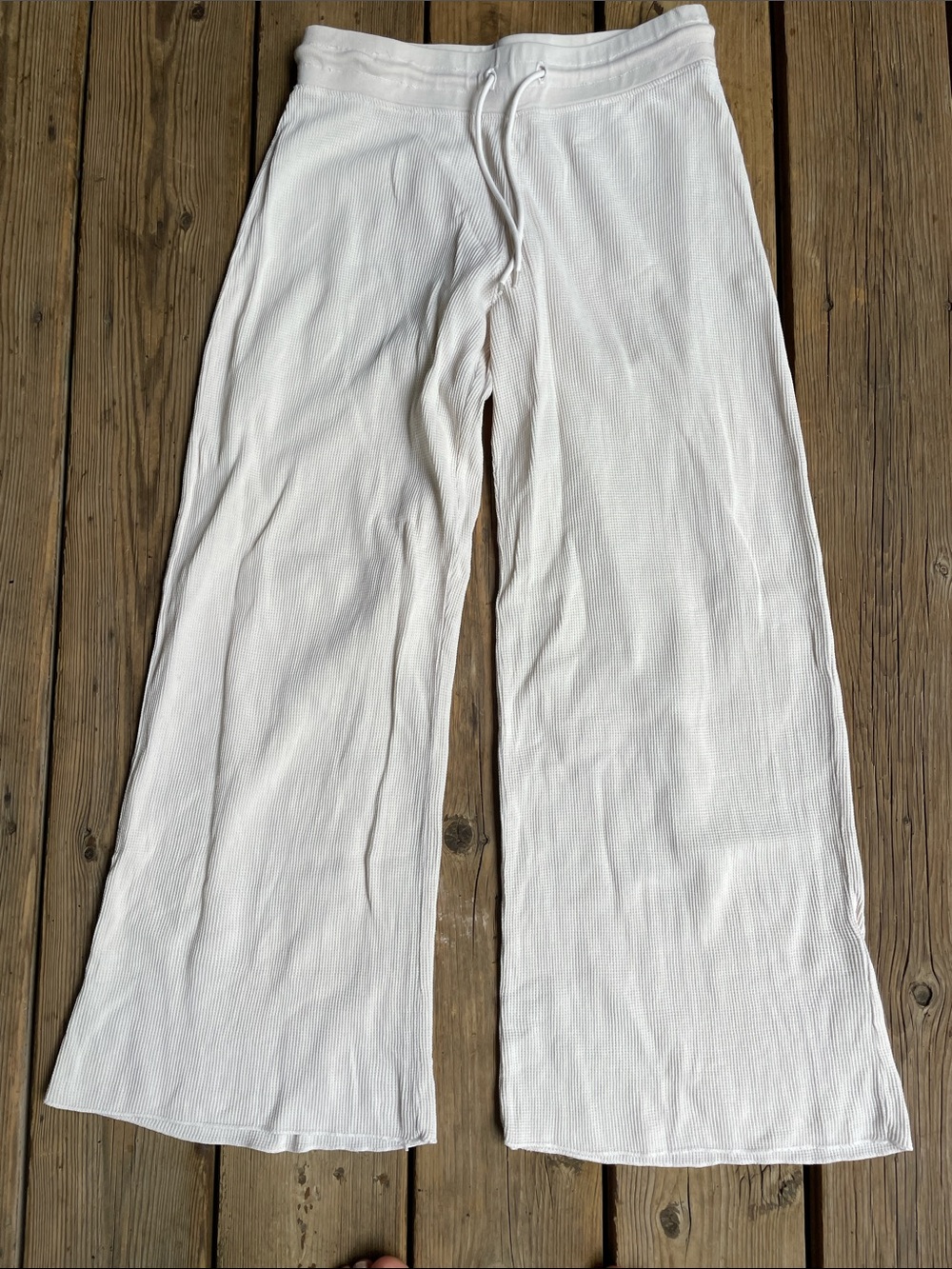 🇺🇸 MATE XS Waffle Cream Wide-Leg Lounge Pants 100% Organic Cotton Made in USA